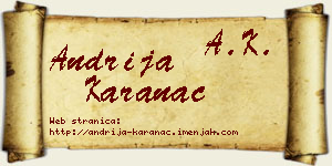 Andrija Karanac vizit kartica